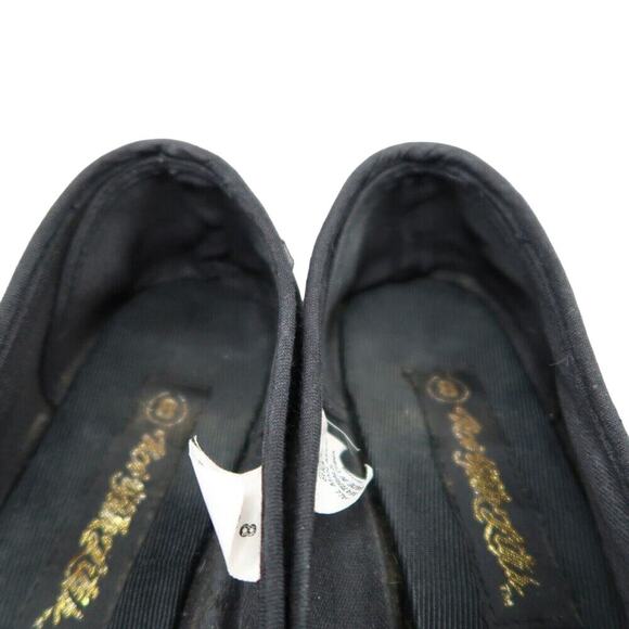 New York Lites Shoes Womens 8 Slippers Velvet Embroidered Horn Holly Black Flats - Picture 14 of 16